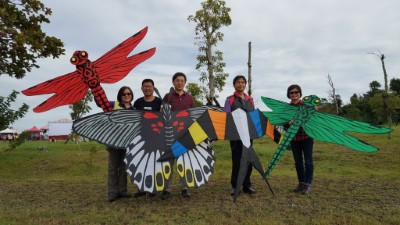 「樂齡森活˙保育起飛」活動現場有多款特色風箏。