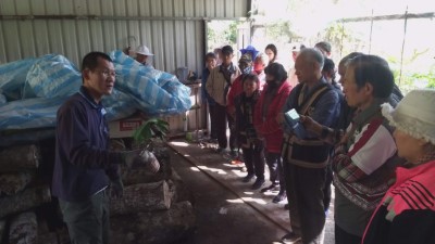 聆聽花蓮林區管理處技士呂坤旺分享緞木香菇培育過程