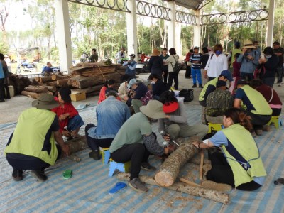 在南華林業園區舉辦培植段木香菇與黑木耳的體驗活動