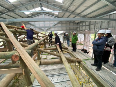 歷史建築「菁華林苑(花蓮港山林事業所官舍)」歷經數月修復，1月9日上午舉行上梁祈福儀式